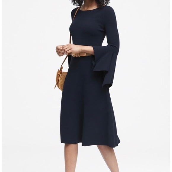 Banana Republic Navy Handkerchief Sleeve Dress - Picture 1 of 10